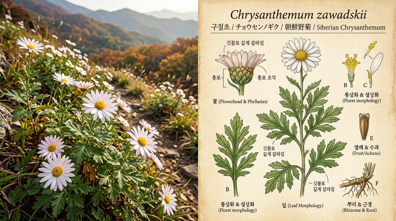 구절초 vs 쑥부쟁이 vs 벌개미취 비교 세밀화